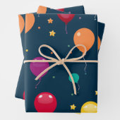 Levendig Gelukkig Verjaardagsballons Patroon Inpakpapier Vel (In situ)