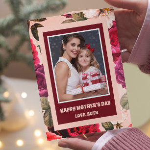 Levendig Gelukkige Moederdag Roze Rozen Foto Kaart