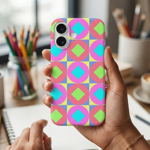 Levendig Geometrisch Abstract Psychedelisch Patroo iPhone 16 Hoesje