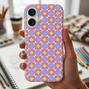 Levendig Geometrisch Abstract Psychedelisch Patroo iPhone 16 Hoesje