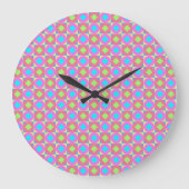 Levendig Geometrisch Abstract Psychedelisch Patroo Grote Klok (Voorkant)