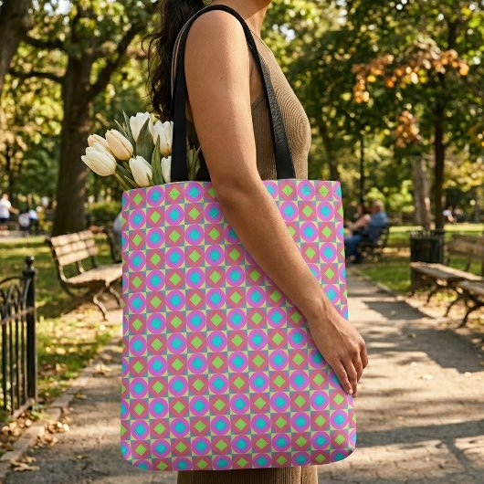 Levendig Geometrisch Abstract Psychedelisch Patroo Tote Bag