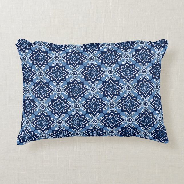 Levendig geometrisch bloemenpatroon accent kussen (Voorkant)