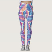 Levendig geometrisch bloemenpatroon leggings (Voorkant)