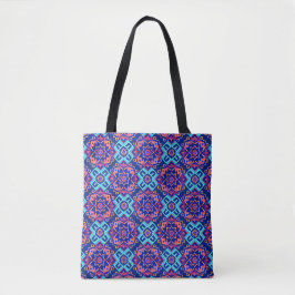 Levendig geometrisch bloemenpatroon tote bag