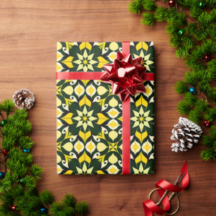 Levendig geometrisch bloemmotief cadeaupapier