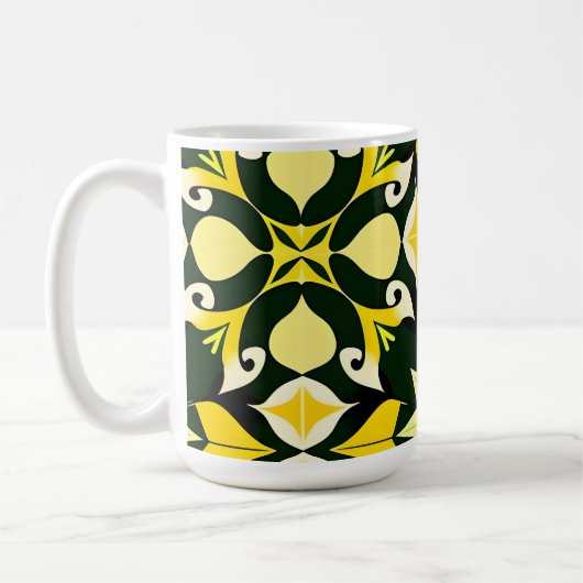 Levendig geometrisch bloemmotief koffiemok (Links)