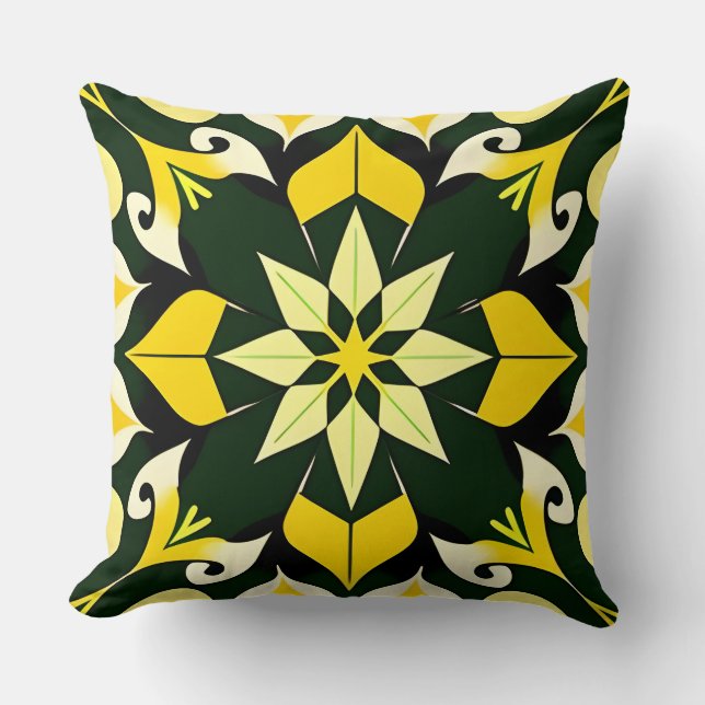Levendig geometrisch bloemmotief kussen (Voorkant)