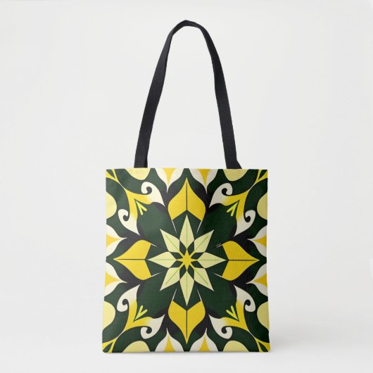Levendig geometrisch bloemmotief tote bag (Voorkant)