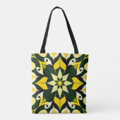 Levendig geometrisch bloemmotief tote bag (Achterkant)