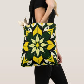Levendig geometrisch bloemmotief tote bag (Dichtbij)