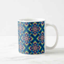 Levendig geometrisch boho-bloemenpatroon koffiemok