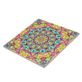 Levendig geometrisch caleidoscooppatroon tegeltje (Zijkant)