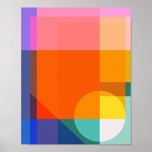 Levendig geometrisch kleurenblok Moderne Abstracte Poster (Voorkant)