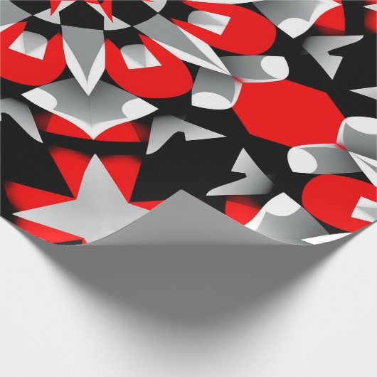 Levendig geometrisch Mandala-ontwerp met rood, zwa Cadeaupapier (Hoek)