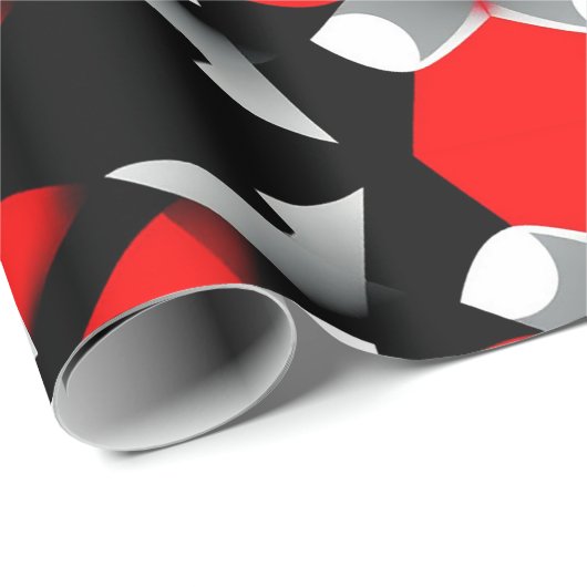 Levendig geometrisch Mandala-ontwerp met rood, zwa Cadeaupapier (Rol Hoek)