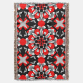 Levendig geometrisch mandala-ontwerp met rood, zwa deken (Voorkant Verticaal)