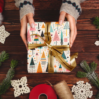 Levendig geometrisch modern kerstinpakpapier cadeaupapier