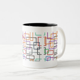 Levendig geometrisch mok ontwerp met gewaagde, kle