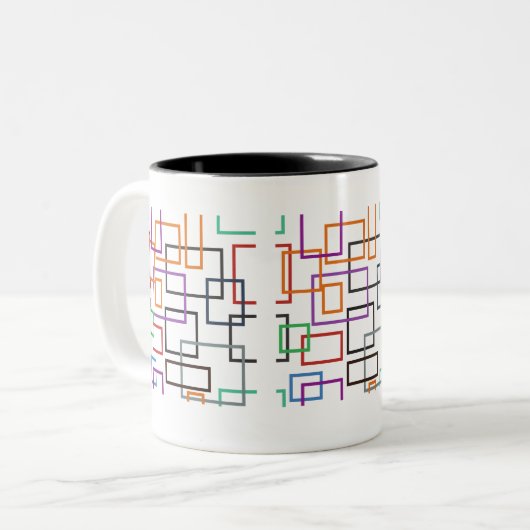 Levendig geometrisch mok ontwerp met gewaagde, kle (Voorkant links)