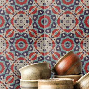 Levendig geometrisch mozaïek steen textuur patroon tegeltje