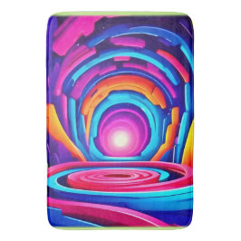 Levendig geometrisch neon kunst tunnel ontwerp badmat