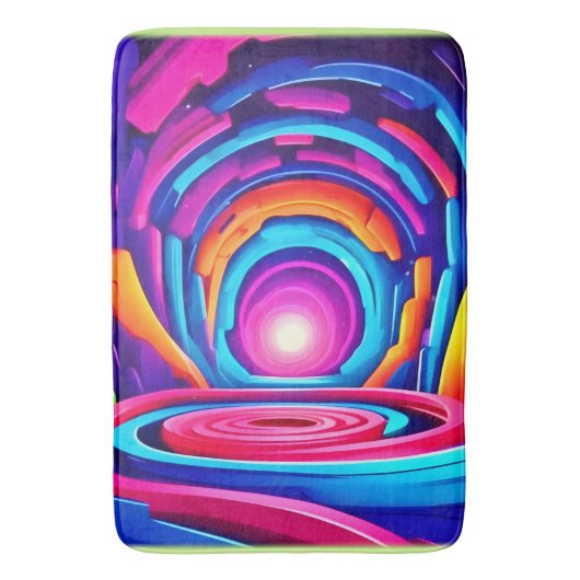 Levendig geometrisch neon kunst tunnel ontwerp badmat (Voorkant Verticaal)