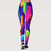 Levendig geometrisch neon kunst tunnel ontwerp leggings (Achterkant)