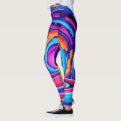 Levendig geometrisch neon kunst tunnel ontwerp leggings (Links)