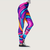 Levendig geometrisch neon kunst tunnel ontwerp leggings (Rechts)