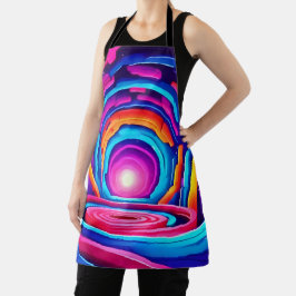 Levendig geometrisch neon kunst tunnel ontwerp schort