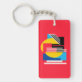 Levendig geometrisch ontwerp in minimalistische vo sleutelhanger