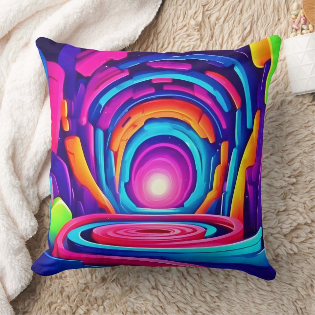 Levendig geometrisch ontwerp van de Neon Art Tunne Kussen (Deken)