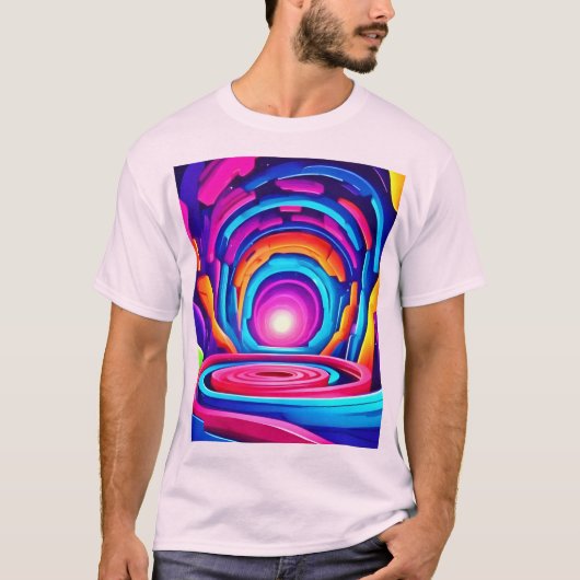 Levendig geometrisch ontwerp van de Neon Art Tunne T-shirt (Voorkant)