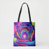 Levendig geometrisch ontwerp van de Neon Art Tunne Tote Bag (Voorkant)
