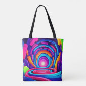 Levendig geometrisch ontwerp van de Neon Art Tunne Tote Bag (Achterkant)