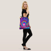 Levendig geometrisch ontwerp van de Neon Art Tunne Tote Bag (Op model)