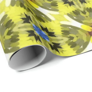 levendig geometrisch patroon in geel, groen, blauw cadeaupapier