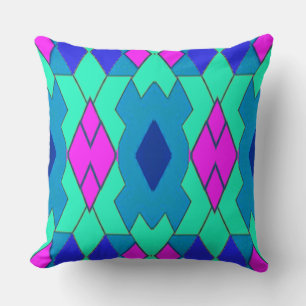 Levendig geometrisch patroon in meerdere kleuren kussen