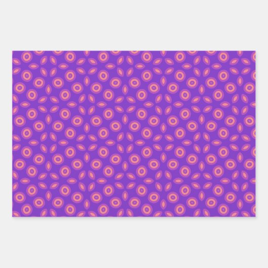 Levendig geometrisch patroon in Paarse en koraalto Inpakpapier Vel (Voorkant 3)