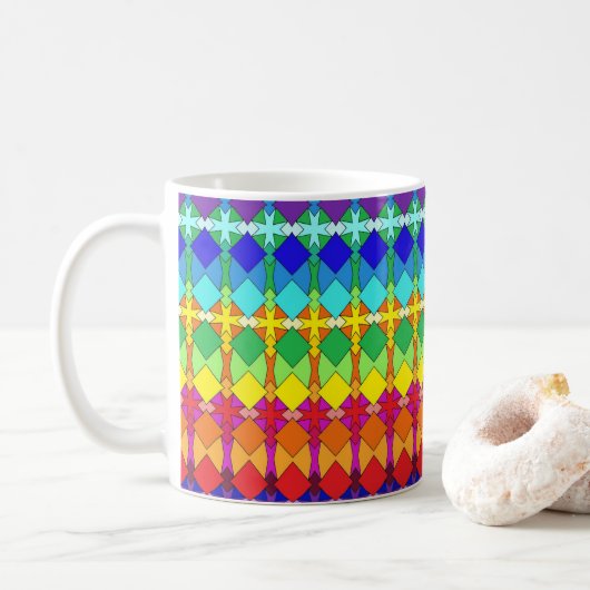 Levendig geometrisch patroon koffiemok (Met donut)