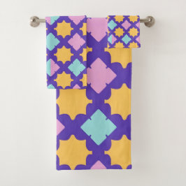 Levendig geometrisch patroon met felle kleuren bad handdoek