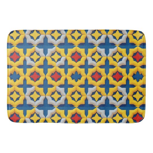 Levendig geometrisch patroon met felle kleuren badmat (Voorkant)