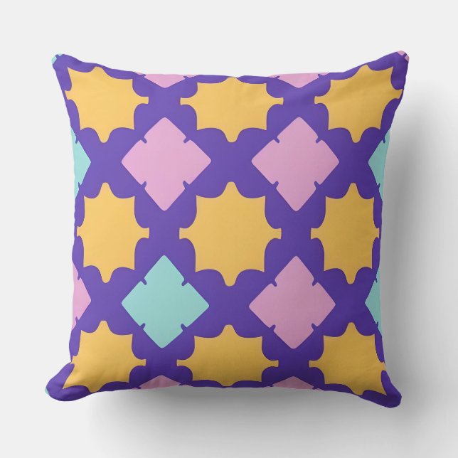 Levendig geometrisch patroon met felle kleuren kussen (Voorkant)