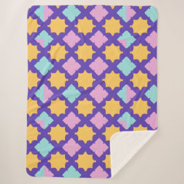 Levendig geometrisch patroon met felle kleuren sherpa deken