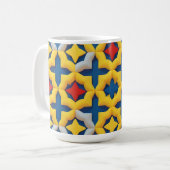 Levendig geometrisch patroon met gedurfde kleuren koffiemok (Voorkant links)