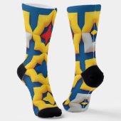 Levendig geometrisch patroon met gedurfde kleuren sokken (Gebogen)