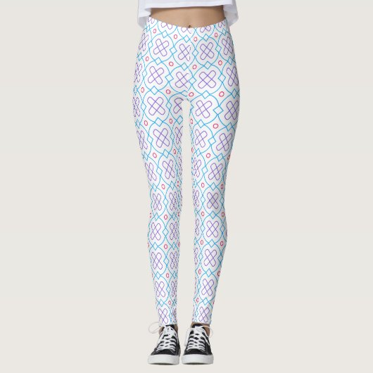 Levendig geometrisch patroon met in elkaar grijpen leggings (Voorkant)
