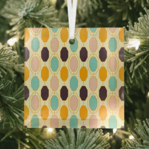 Levendig geometrisch patroon met rijen achthoekige glas ornament