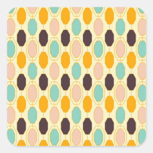 Levendig geometrisch patroon met rijen achthoekige vierkante sticker